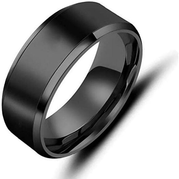 New 8mm Titanium Steel Polished Smooth Wedding Band Ring - Picture 1 of 6
